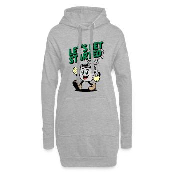 Lets Get Started Kaffee Motiv - Hoodie-Kleid - Grau meliert - Vorne