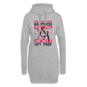 Happiness Ski Skiing Skifahren Lift Pass Freestyle - Hoodie-Kleid - Grau meliert - Vorne