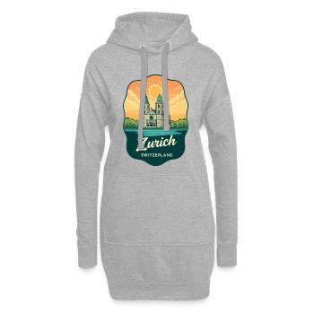 Zurich Grossmünster, Suisse Voyage Vintage - Sweat-shirt à capuche long Femme - gris chiné - Devant
