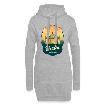 Badge de voyage rétro de Berlin Brandenburg Gate Allemagne - Sweat-shirt à capuche long Femme - gris chiné - Devant