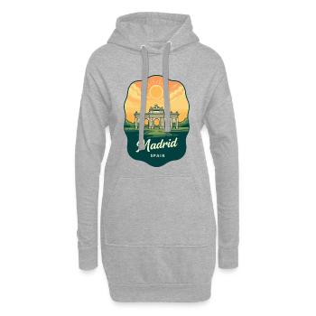 Badge de voyage vintage du coucher de soleil de Madrid - Sweat-shirt à capuche long Femme - gris chiné - Devant