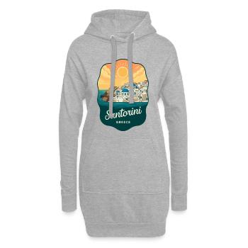 Insigne rétro Sunset des Dômes Bleus de Santorin - Sweat-shirt à capuche long Femme - gris chiné - Devant
