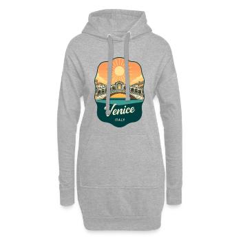 Venice Rialto Bridge Vintage-Sonnenuntergangsabzeichen - Hoodie-Kleid - Grau meliert - Vorne