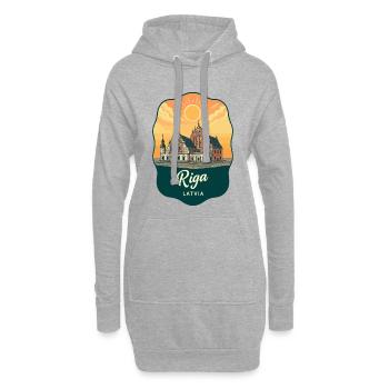 Insigne vintage de la Maison des Points Noirs de Riga - Sweat-shirt à capuche long Femme - gris chiné - Devant