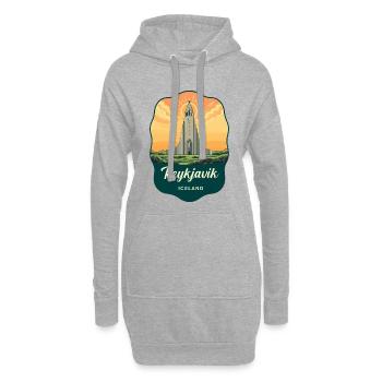 Reykjavik Island Retro Sonnenuntergangsabzeichen - Hoodie-Kleid - Grau meliert - Vorne