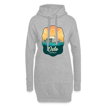 Osloer Opernhaus Retro-Sonnenuntergangsabzeichen - Hoodie-Kleid - Grau meliert - Vorne