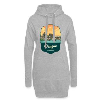 Prager Karlsbrücke Vintage-Abzeichen - Hoodie-Kleid - Grau meliert - Vorne
