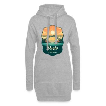 Insigne de voyage rétro du pont Luis de Porto Dom - Sweat-shirt à capuche long Femme - gris chiné - Devant