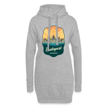 Budapester Parlament Vintage Sunset Abzeichen - Hoodie-Kleid - Grau meliert - Vorne