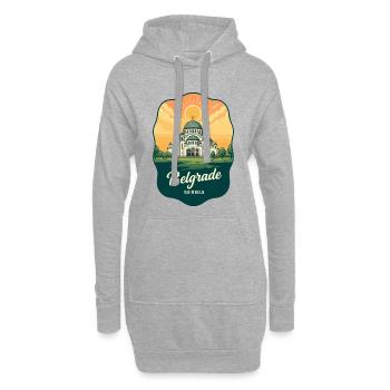 Belgrader Saint Sava Retro Sonnenuntergangs-Reiseabzeichen - Hoodie-Kleid - Grau meliert - Vorne