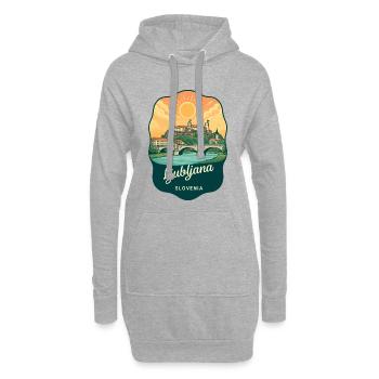 Insigne Triple Bridge Vintage Sunset de Ljubljana - Sweat-shirt à capuche long Femme - gris chiné - Devant