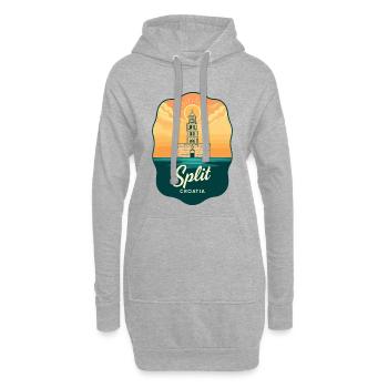 Geteiltes Diokletians Palac Vintage-Reiseabzeichen - Hoodie-Kleid - Grau meliert - Vorne