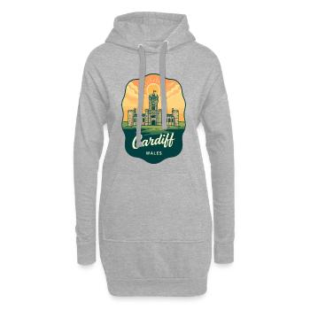 Cardiff Wales Retro Sunset Reiseabzeichen - Hoodie-Kleid - Grau meliert - Vorne