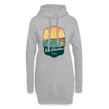 San Sebastian La Concha Retro-Sonnenuntergangsabzeichen - Hoodie-Kleid - Grau meliert - Vorne