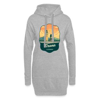 Insigne de voyage vintage de la place Skanderbeg de Tirana - Sweat-shirt à capuche long Femme - gris chiné - Devant