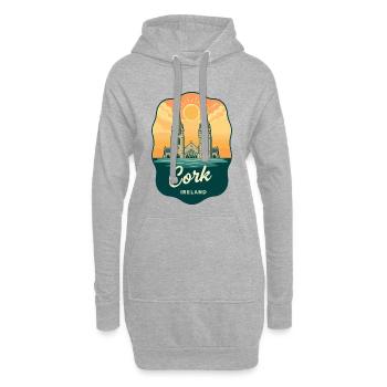 Badge de voyage Retro Sunset de Cork Ireland - Sweat-shirt à capuche long Femme - gris chiné - Devant