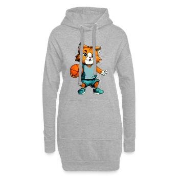 Basketball Katze - Hoodie-Kleid - Grau meliert - Vorne