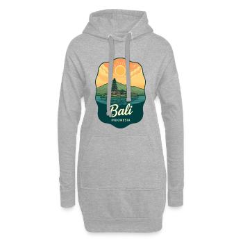 Badge de voyage Vintage Sunset du Temple de Bali - Sweat-shirt à capuche long Femme - gris chiné - Devant