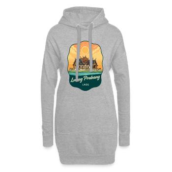 Luang Prabang Vintage Sunset Reiseabzeichen - Hoodie-Kleid - Grau meliert - Vorne