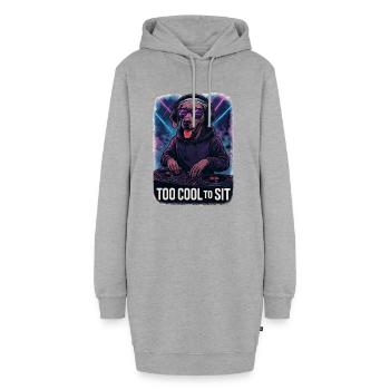 Weimaraner DJ: Too Cool to Sit – Neon Club Style - Hoodie-Kleid - Grau meliert - Vorne