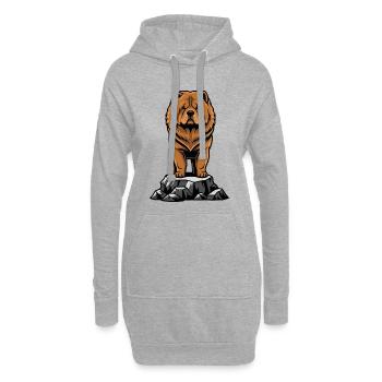 Dog Chow Chow Porträt Löwenmähne - Hoodie-Kleid - Grau meliert - Vorne
