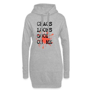 Chaos me va bien – Conception de machine à écrire - Sweat-shirt à capuche long Femme - gris chiné - Devant