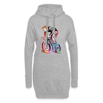 Cycliste coloré dans le tourbillon - Sweat-shirt à capuche long Femme - gris chiné - Devant