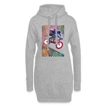 Cycliste coloré dans une explosion au néon - Sweat-shirt à capuche long Femme - gris chiné - Devant