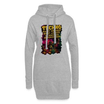 Techno Maus alles Käse außer Techno - Hoodie-Kleid - Grau meliert - Vorne