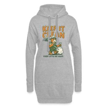 Keep It Clean Bear Cleanup Graphic - Hoodie Dress - heather grey - Front