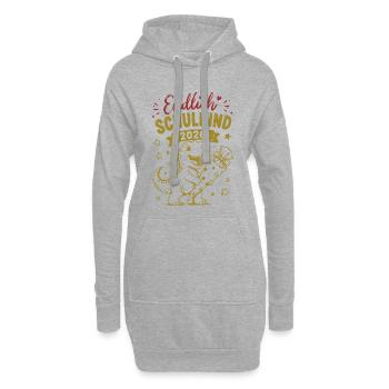 Endlich Schulkind 2026 Dino - Hoodie-Kleid - Grau meliert - Vorne