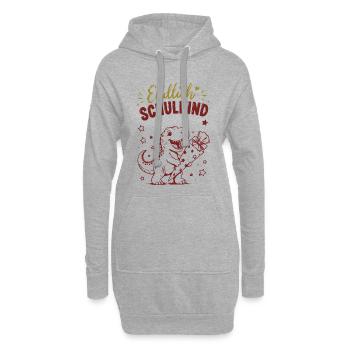 Endlich Schulkind Dino Geschenk - Hoodie-Kleid - Grau meliert - Vorne