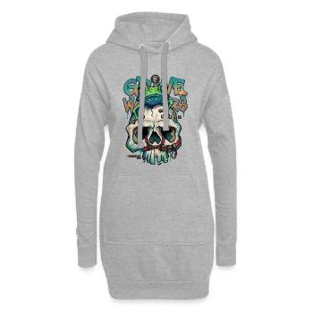 Grave Walkers Frog Skull Graffiti Streetwear Art - Hoodie Dress - heather grey - Front