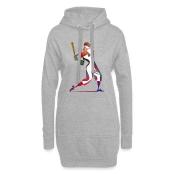 Joueur de baseball de couleur : Swing dynamique - Sweat-shirt à capuche long Femme - gris chiné - Devant