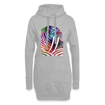 Morse coloré aux lignes aquarelle - Sweat-shirt à capuche long Femme - gris chiné - Devant