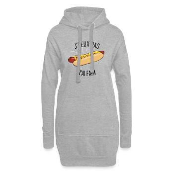 J'peux pas j'ai Faim - Sweat-shirt à capuche long Femme - gris chiné - Devant