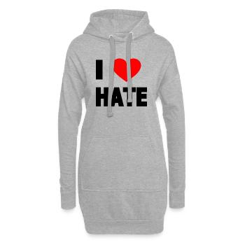 J'aime la haine - Sweat-shirt à capuche long Femme - gris chiné - Devant