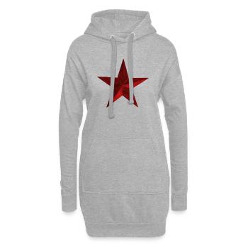 Étoile rouge sombre usée vieux - Idée cadeau - Sweat-shirt à capuche long Femme - gris chiné - Devant