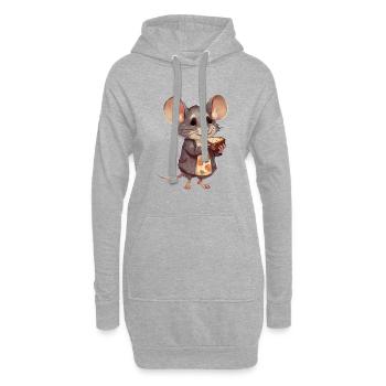 Glückliches Mäuschen mit Schokoladenkeks - Hoodie-Kleid - Grau meliert - Vorne