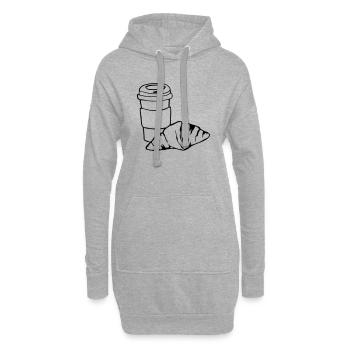 Croissant café petit déjeuner cadeau idée - Sweat-shirt à capuche long Femme - gris chiné - Devant