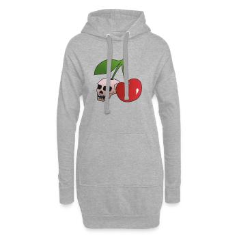 Crâne cerise - Sweat-shirt à capuche long Femme - gris chiné - Devant