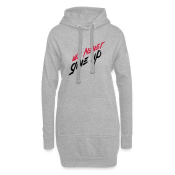 logo de coups de pinceau d'équipe, nous n'abandonnons jamais jamais - Sweat-shirt à capuche long Femme - gris chiné - Devant