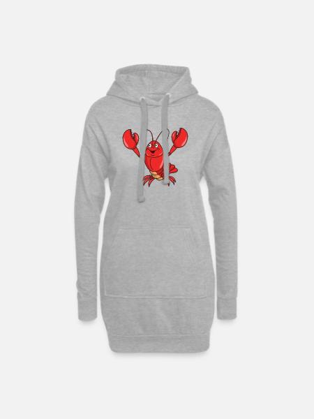 homard - Sweat-shirt à capuche long Femme - gris chiné