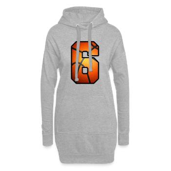 Kinder 6. Geburtstag Basketballspieler 6 Jahre alt - Hoodie-Kleid - Grau meliert - Vorne