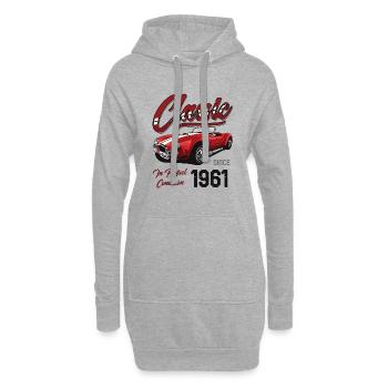 Ich bin nicht alt, ich bin Oldtimer Jahrgang Jahrgang 1961 - Hoodie-Kleid - Grau meliert - Vorne