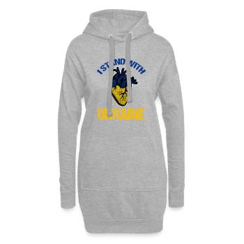 Je soutiens le drapeau ukrainien - Sweat-shirt à capuche long Femme - gris chiné - Devant