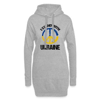 Je soutiens le symbole de paix ukrainien - Sweat-shirt à capuche long Femme - gris chiné - Devant