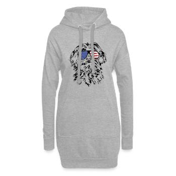 MALTESE America Flag Lunettes Wilsigns - Sweat-shirt à capuche long Femme - gris chiné - Devant