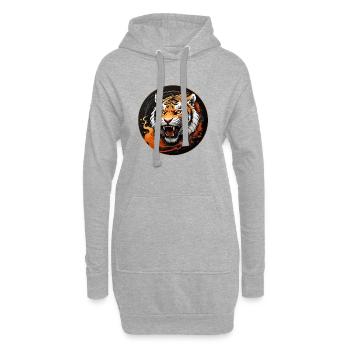 Portrait de tigre Big Cat Design Tigre sifflant - Sweat-shirt à capuche long Femme - gris chiné - Devant