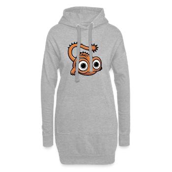 Petit monstre fantastique drôle avec de grands yeux - Sweat-shirt à capuche long Femme - gris chiné - Devant